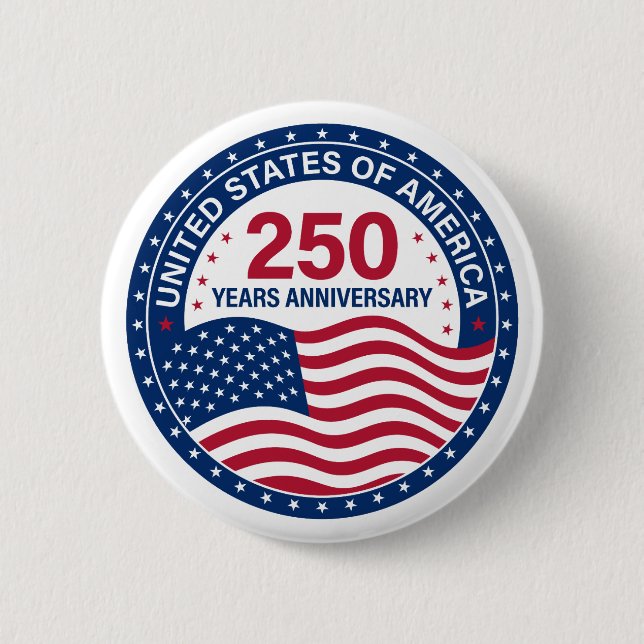 USA 250 Years Anniversary Flag Button Knapp (Framsida)