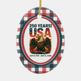 USA 250 Years – Patriotic Bald Eagle July 4th 2026 Julgransprydnad Keramik