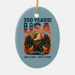 USA 250 Years – Patriotic Bald Eagle July 4th 2026 Julgransprydnad Keramik