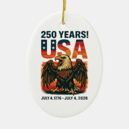 USA 250 Years – Patriotic Bald Eagle July 4th 2026 Julgransprydnad Keramik