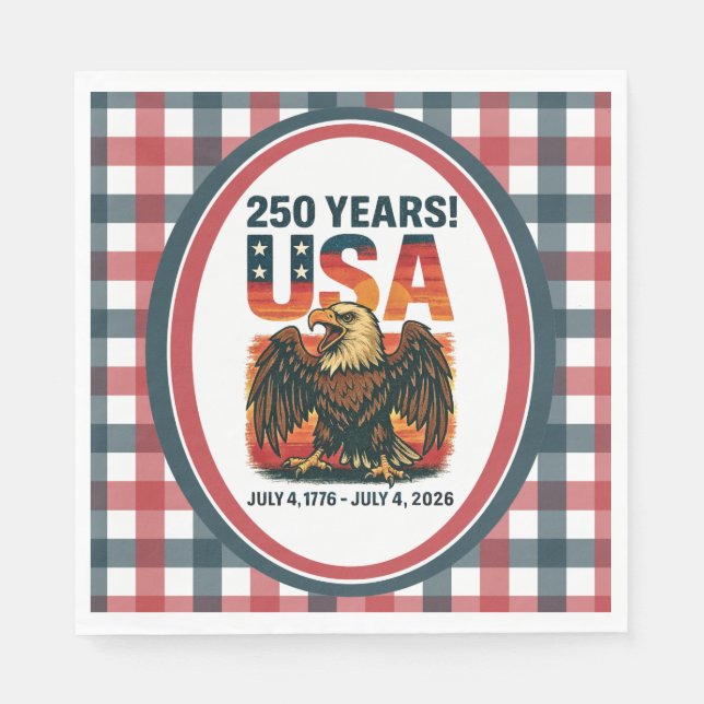 USA 250 Years – Patriotic Bald Eagle July 4th 2026 Pappersservett (Framsidan)