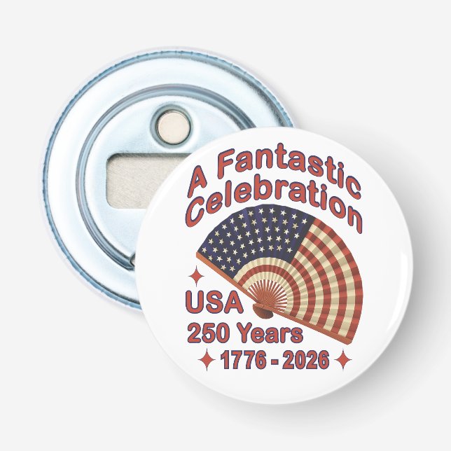 USA 250 Years Patriotic Fan Design – 1776-2026  Flasköppnare (Framsidan)