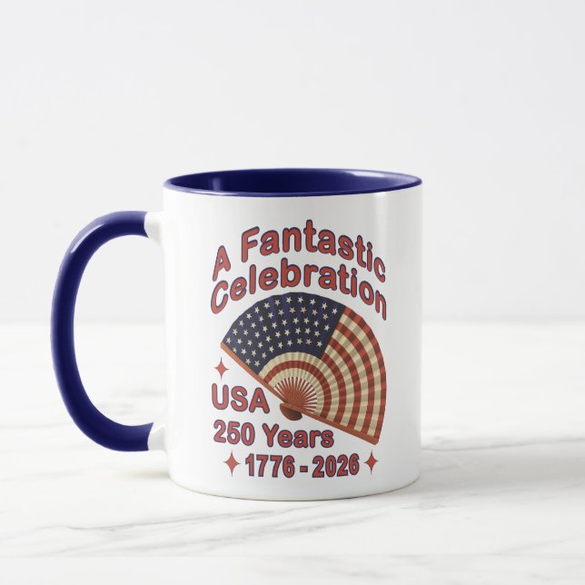 USA 250 Years Patriotic Fan Design – 1776-2026  Mugg (Vänster)