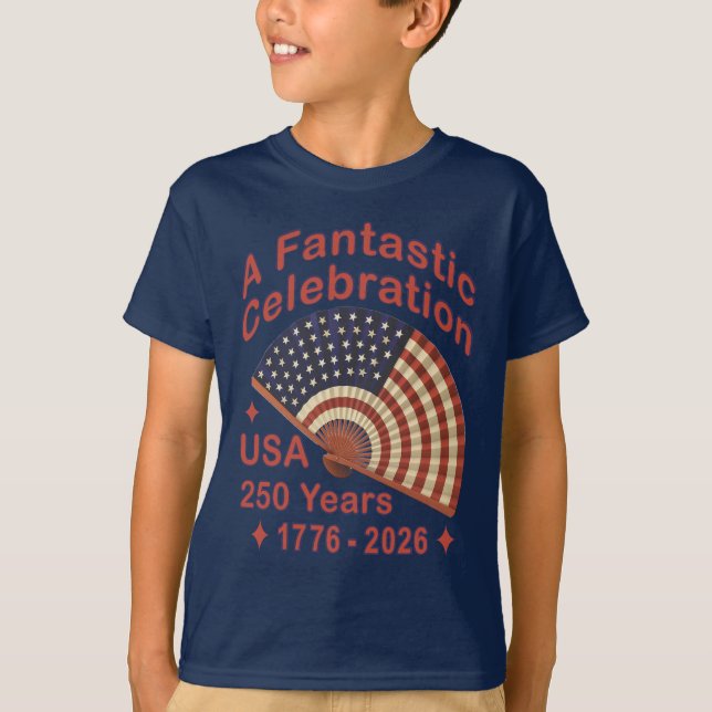 USA 250 Years Patriotic Fan Design – 1776-2026  T Shirt (Framsida)