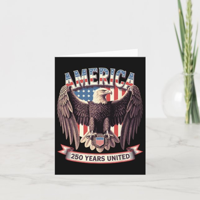 Usa 250 Years United Örn Patriotic Flagga Gra Kort (Framsida)