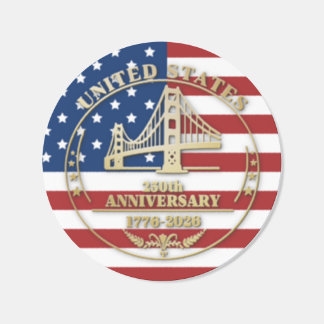 USA 250th Anniversary Golden Gate Patriotic Flag  Runt Klistermärke