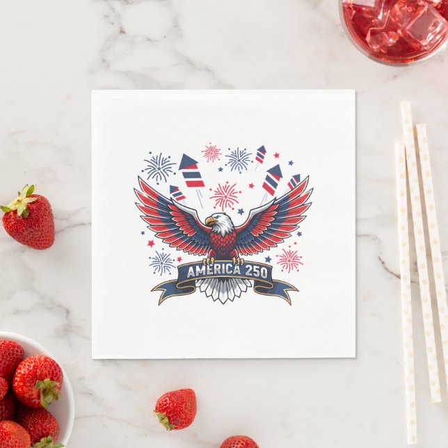 USA 250th Anniversary Patriotic Eagle Firecracker  Pappersservett (Insitu)