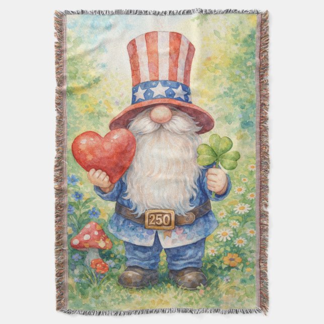 USA 250th Anniversary Patriotic Gnome Heart Shamro Filt (Framsidan Vertikal)