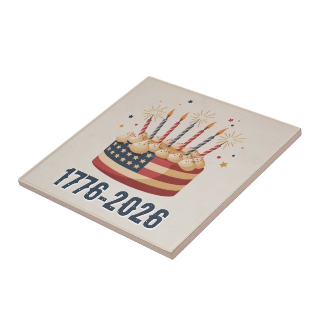 USA 250th Flag Cake Keepsake 1776–2026 Kakelplatta (Sidan)