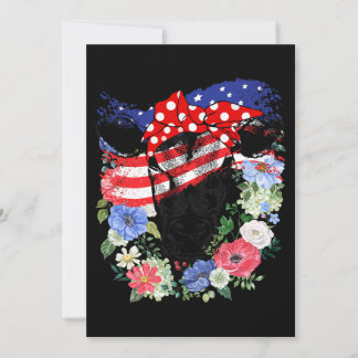 USA 4:e juli Amerikanska Flagga Patriotic Cow Älsk Inbjudningar