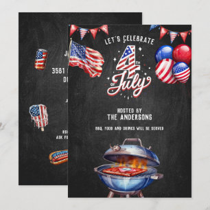 USA 4:e juli BBQ Food and Drinks Party Inbjudningar