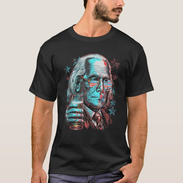 USA 4:e juli Ben Drankin Benjamin Franklin Funn T Shirt (Framsida)