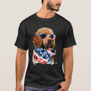 USA 4:e juli Patrotic Funny Cute Pudel Hund Lov T Shirt