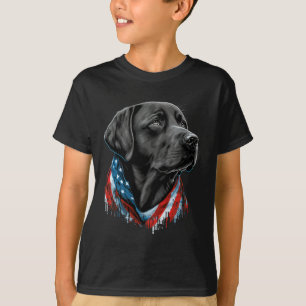 USA 4:e Juli Svart Patriotisk Amerikansk Labrador T Shirt