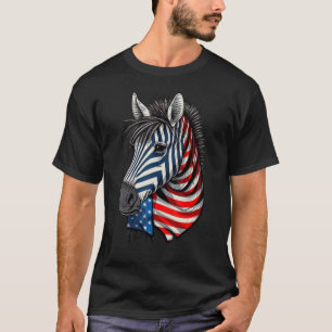 USA 4:e juli Zebra på Patriotic American Zebra T Shirt