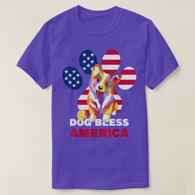 USA 4:e July Patriotic Hund American Corgi T Shirt (Design framsida)
