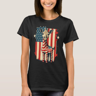 USA 4 juli giraff på patriotisk amerikansk giraff T Shirt