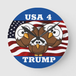 "USA 4 TRUMP TECKNAD EGLE VALECTION CLOCK" RUND KLOCKA