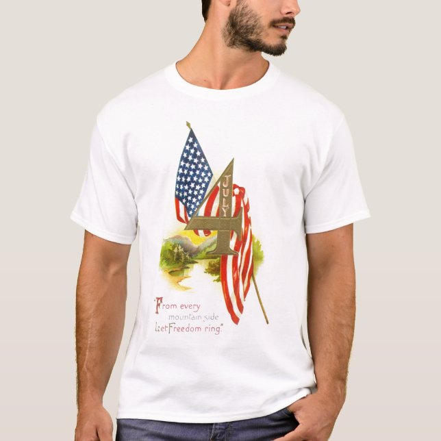 USA 4th AV den JULI HELGDAGDESIGNEN Tee (Framsida)