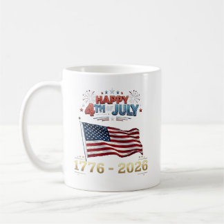 USA 4th of July 1776-2026 Patriotic Flag Firework Kaffemugg