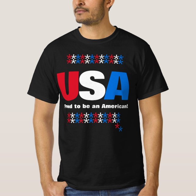 USA 50 stater Rött vitt blått stjärnor T Shirt (Framsida)