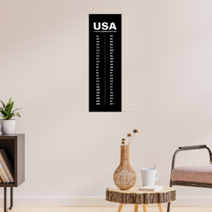 USA 50 stater vertikalt minimalistiskt svart plaka Poster