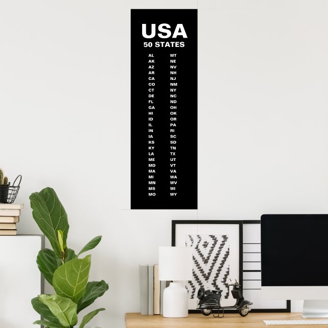 USA 50 States Vertical Minimalist  Poster (Hemmakontoret)