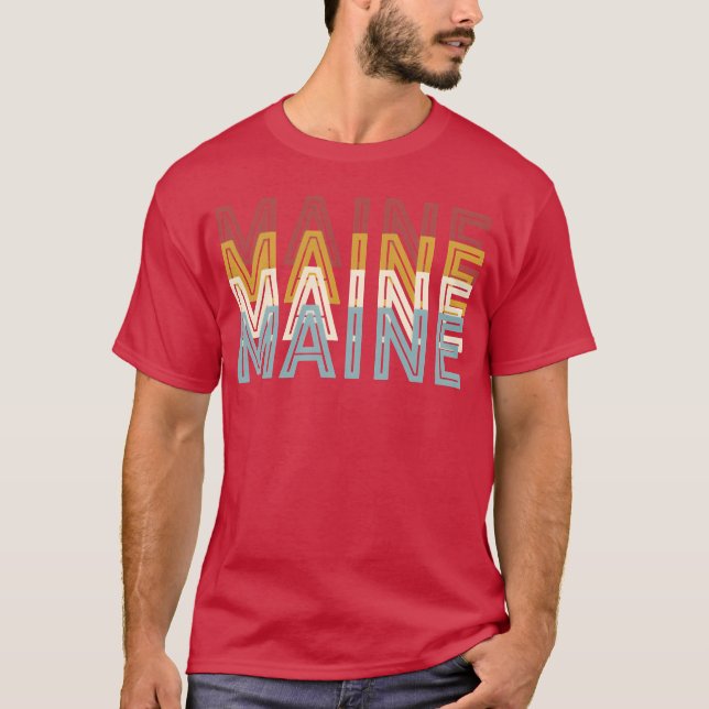 Usa 70S State Maine family T Shirt (Framsida)