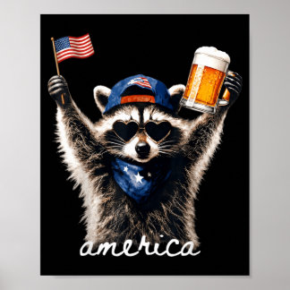 Usa Aamerica Tvättbjörn Öl 1776-2026 4:e Juli Poster