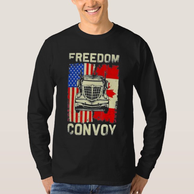 USA Aanerica Canada Flagga Freedom Convoy 2022 for T Shirt (Framsida)