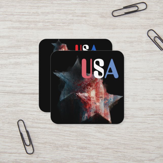 USA Affärsbrevkort Fyrkantigt Visitkort (Fram/Back In Situ)
