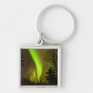 USA, Alaska, Chena Hot Springs. Utsikt över Aurora Fyrkantig Silverfärgad Nyckelring