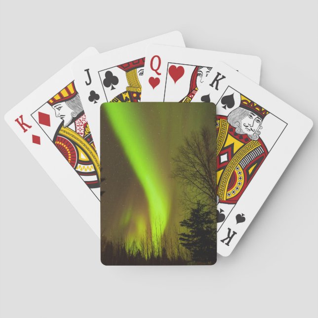 USA, Alaska, Chena Hot Springs. Vy av Aurora Spelkort (Baksidan)