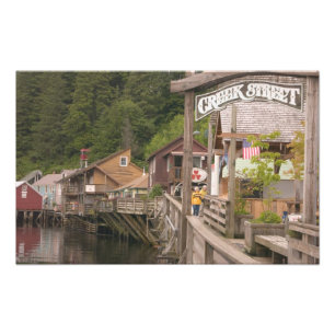 USA, Alaska, Ketchikan, Creek Street, centrum Fototryck