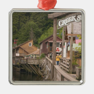 USA, Alaska, Ketchikan, Creek Street, centrum Julgransprydnad Metall