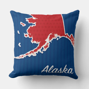 USA Alaska State Patriotic Stars och stripes Karta Kudde