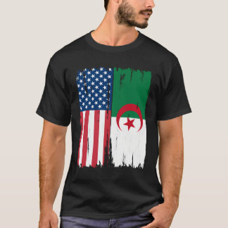 Usa Algeriet Flagga Hoodie T Shirt