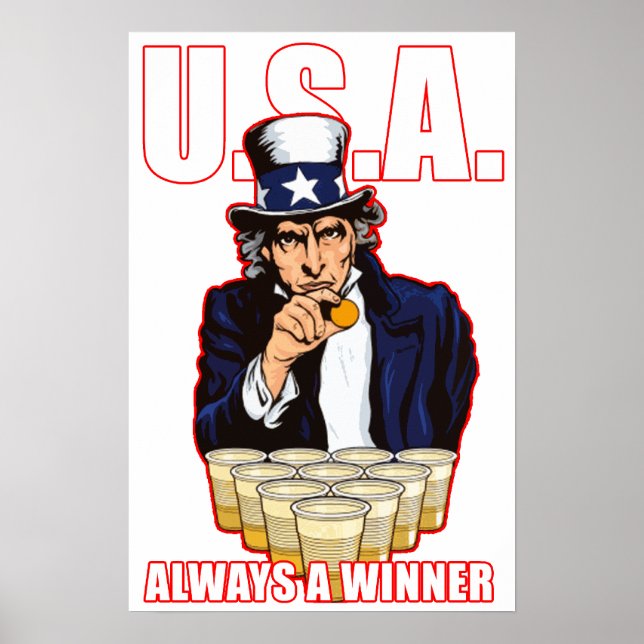 "USA: Always A Winner" Beer Pong Poster (Framsidan)