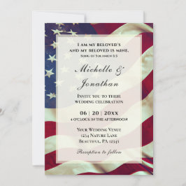 USA Amer Flagga Patriotic Christian Bible Bröllop Inbjudningar