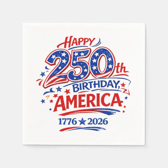 USA America 250th Anniversary Patriotic Pappersservett (Framsidan)
