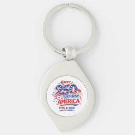 USA America 250th Anniversary Patriotic Swirl Silverfärgad Nyckelring