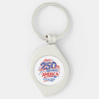 USA America 250th Anniversary Patriotic Swirl Silverfärgad Nyckelring