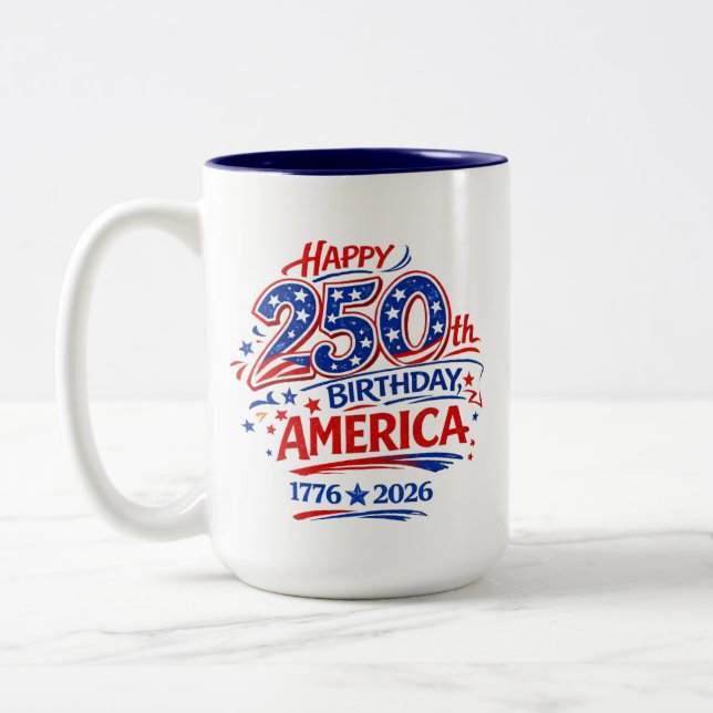 USA America 250th Anniversary Patriotic Två-Tonad Mugg (Vänster)