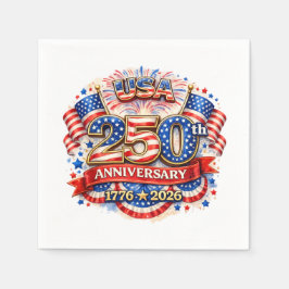 USA America 250th Anniversary Watercolor Patriotic Pappersservett