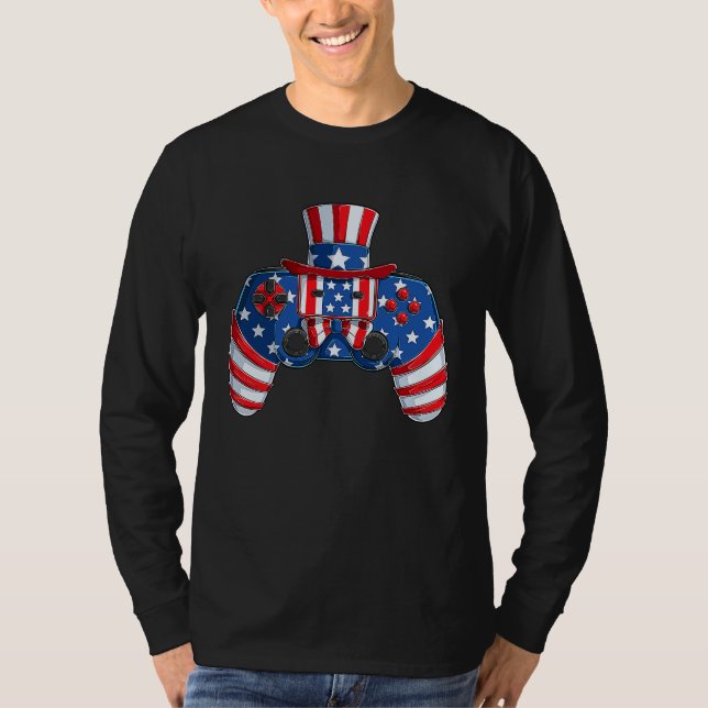 USA America Controller For Video Games  Gamers T Shirt (Framsida)