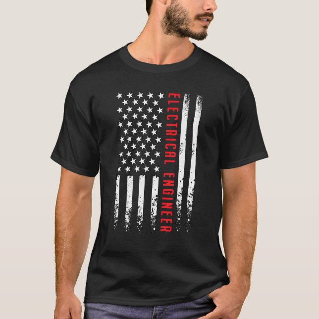 USA America Flag Electrical Engineer Electrician 4 T Shirt (Framsida)
