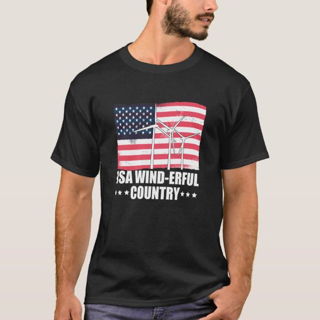 USA America Flag USA Wind erful Country T Shirt (Framsida)