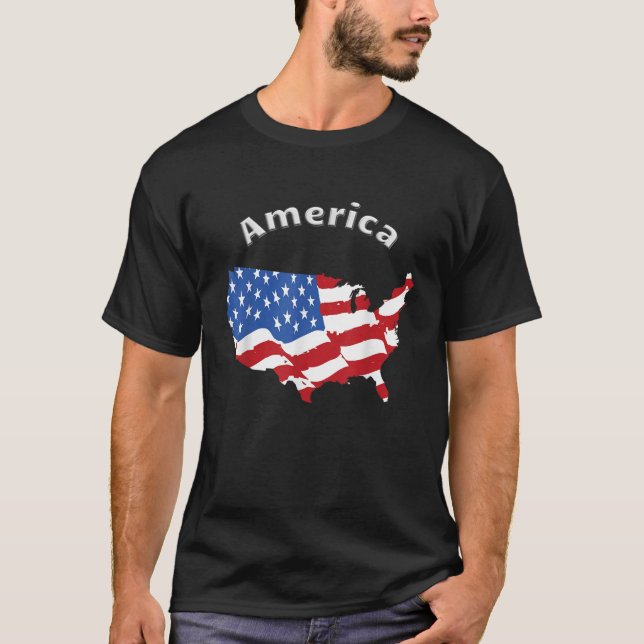 USA America Flagga Design T Shirt (Framsida)