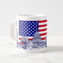 USA America Flagga Monument Illustration Souvenir Jumbo Mugg