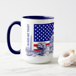 USA America Flagga Monument Illustration Souvenir Mugg